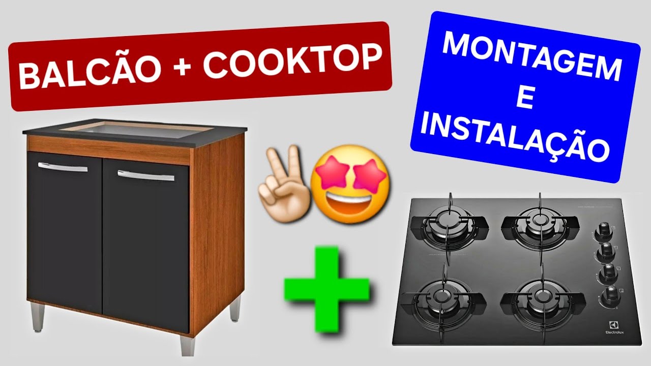 Aprenda como montar Balcão Jade para Cooktop 4 Bocas com 2 portas e prateleira multiuso