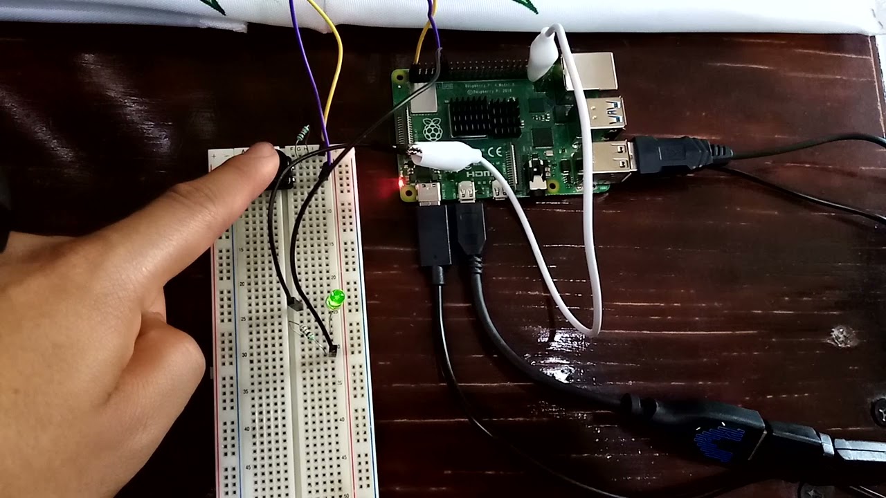 Blinking LED and use of press button on Rasberry Pi 4 - YouTube