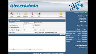 how to create an e-mail account on directadmin