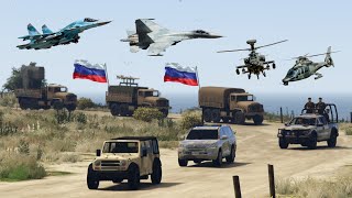 GTA 5 - Fighter Jets, Helicopters &amp; Tanks Attack on Military Weapons Convoy - GTA 5