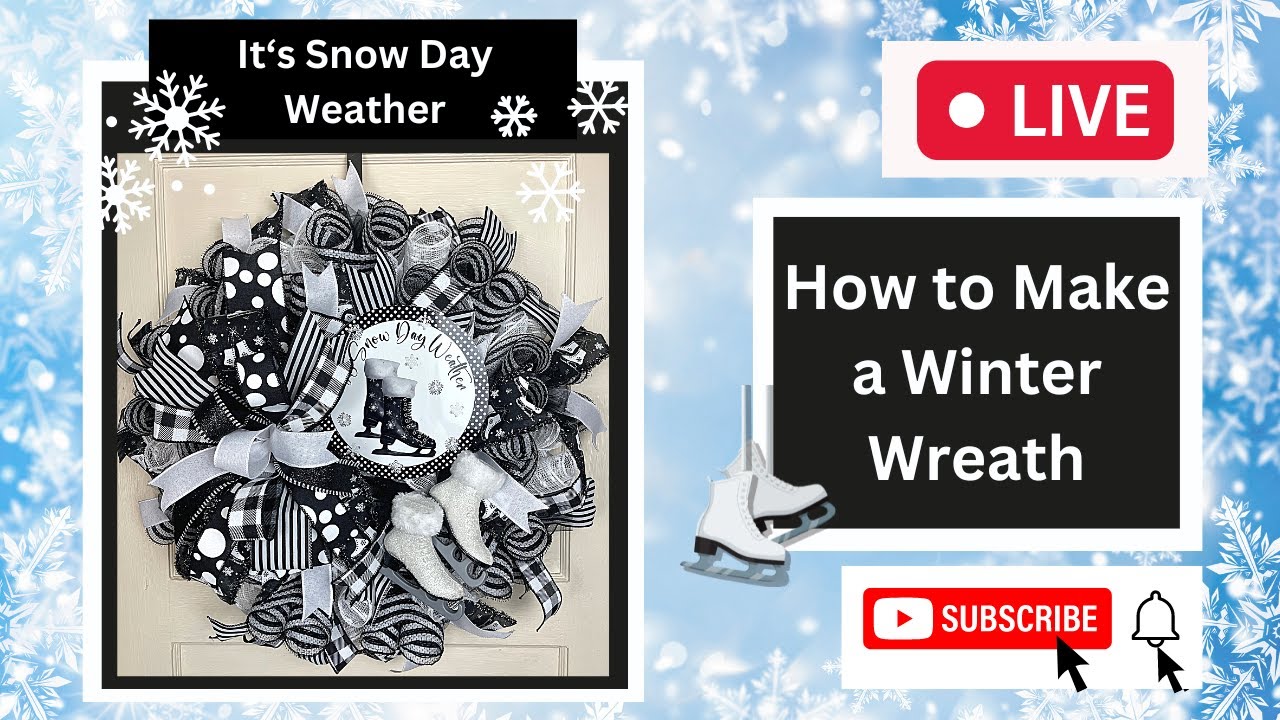 How to Make a Snow Day Winter Wreath, Ice Skates and Snow