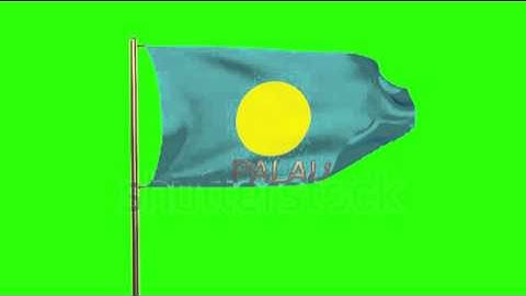 Palau flag with title waving in the wind. Looping sun rises style. Animation loop Stock video by