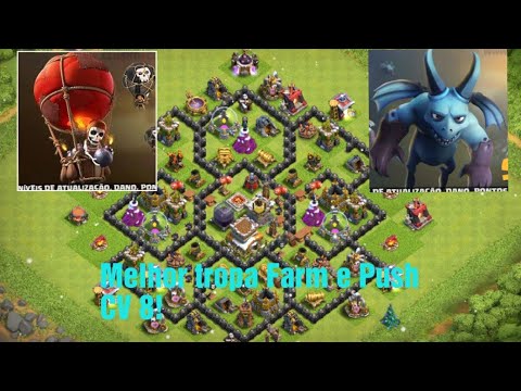 CLASH OF CLANS-Melhor Tropa Farm E Push Cv8! (ATUALIZADO)
