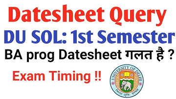 DU SOL first semester Datesheet Query| BA PROG Datesheet issue March 2023