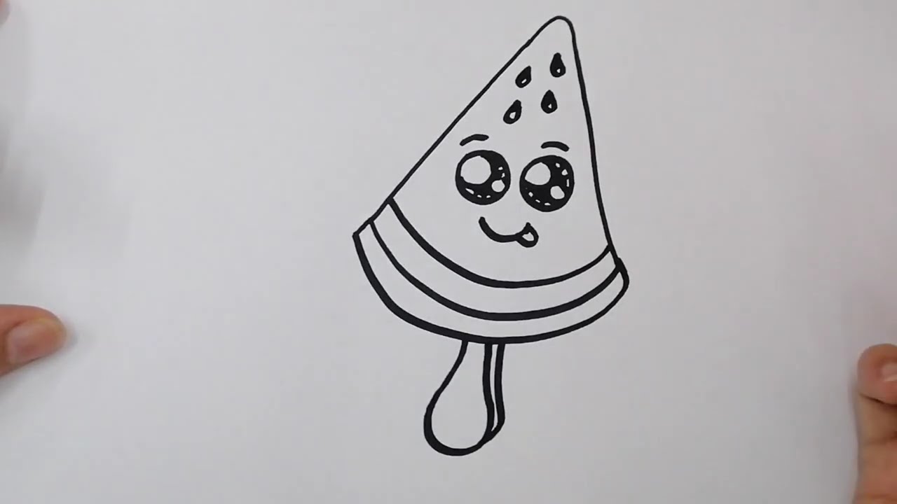How to draw a cute watermelon icecream Drawing for kids YouTube