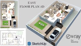 How To Create 3D floor plan l 2D to 3D l Sketchup l VRay How To Create 3D floor plan l 2D to 3D l Sketchup l VRay