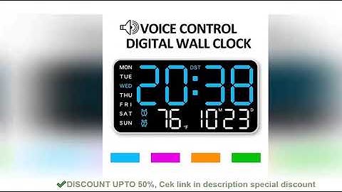 Large Digital Wall Clock Temp Date Week Display Remote Control USB Powered Table Clock Wall-mounted