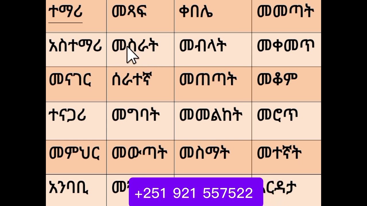 የአማርኛ ቃላት ምስረታ ለጀማሪዎች#werds #amahric +25121557522