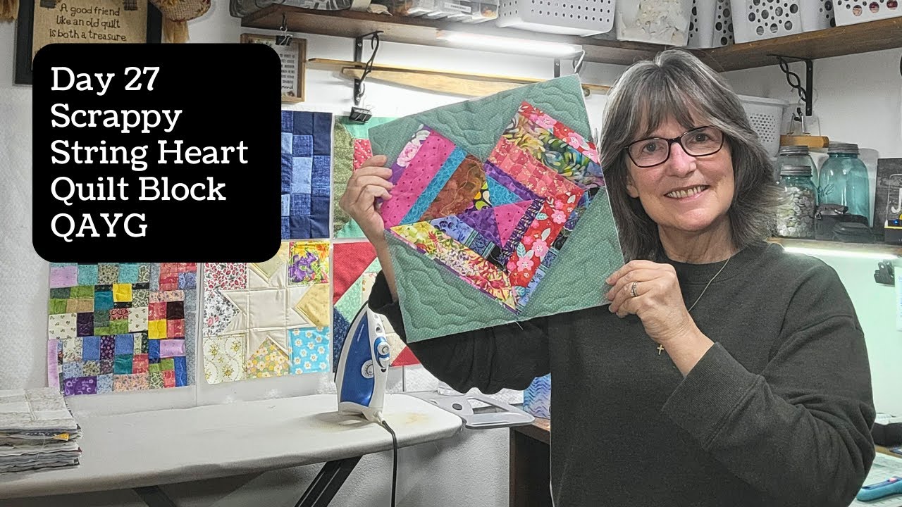 Очаровательный блок для лоскутного одеяла с сердечками из ниток - простой блок для лоскутного оде...