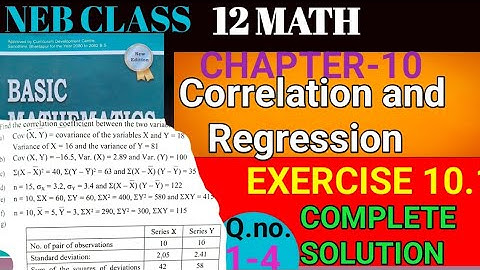 Class 12 Math,Exercise 10.1,Q.no.1-4,Full solution,correlation and Regression,statistics