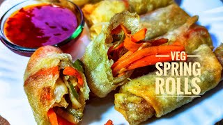 Veg Spring Rolls | Homemade sheets | How to make homemade veg spring rolls with sheets |