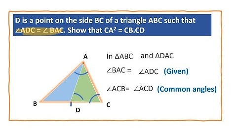 D is a point on the side BC of a triangle ABC such that ∠ADC = ∠ BAC. Show that CA2 = CB.CD