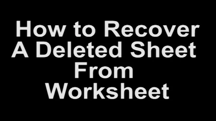 How to Recover a Deleted sheet/file from Worksheet in Hindi
