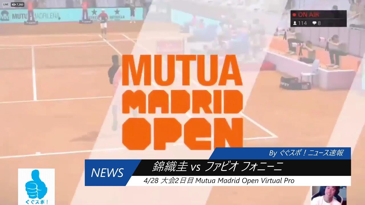 マドリードオープン オンラインゲーム 大会2日目 錦織圭 Vs ファビオ フォニーニ 戦 Youtube