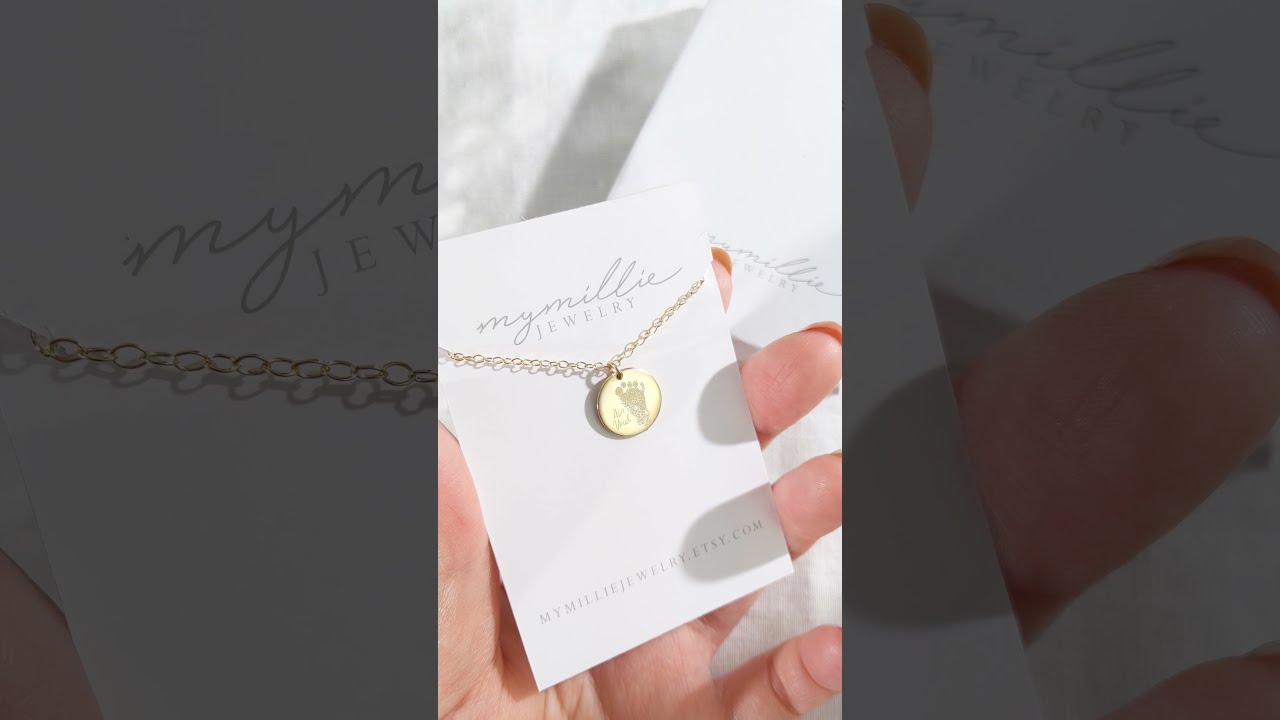 MyMillie Jewelry - Product Video - 13mm - Custom Footprint & Name Necklace