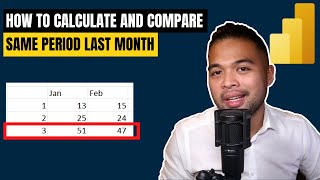 how to compare same period last month in power bi using dax // beginners guide to power bi