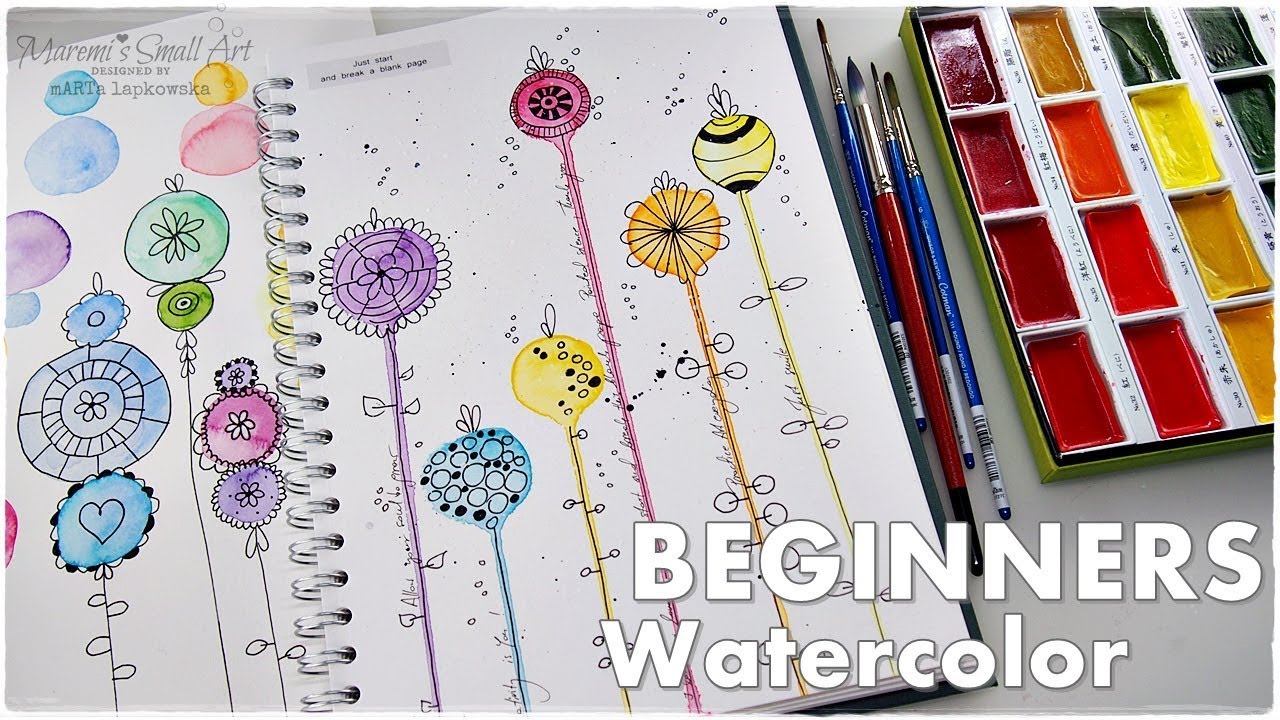 Super Easy Beginners Watercolor Watermelon for Kids ♡ Maremi's Small Art ♡  