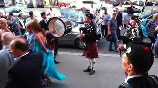 Russian Bagpipers On Tverskaya June 2011 Moscow Russia