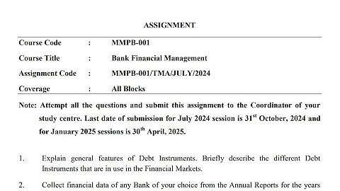 IGNOU MMPB - 001 Solved Assignment July 2024 Jan 2025 PDF | MBA | Bank Financial Management