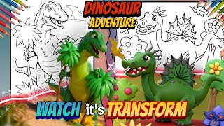 COLORING T-REX & SPINOSAURUS 🦖 | Dinosaur Coloring Page Turns Into 3D Animation!