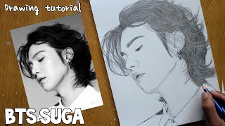 How to Draw BTS Suga |Suga sketch with pencil |How to draw Suga sketch |Suga drawing step by step|슈가