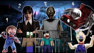 Wednesday, Giant Charles, Chucky and Granny Epic Battle - Monster School : Minecraft Animation