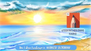 Autodesk Sketchbook | Sea Shore Sunset Drawing( Android ) | 2020