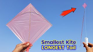 Smallest Kite with Longest Tail , how to make plastic bag kite , New long tail kite flying