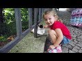 Cute Toddler meets Cat in the street