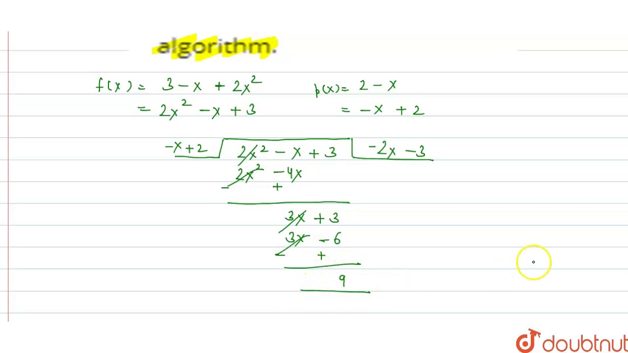 Divide 3 X 2x 2 By 2 X And Verify The Division Algorithm Youtube Divide 3 X 2x 2 By 2 X And Verify The Division Algorithm Youtube