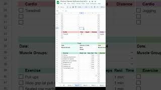Workout Planner Spreadsheet for Google Sheets and Excel #shorts