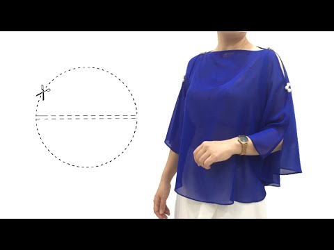 With only 1 seam - very easy Circular blouse cutting and sewing/batwing top/Butterfly sleeve blouse