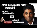 College Basketball Pick - Duke vs Miami Prediction, 2/21/2024 Best Bets, Odds & Betting Tips