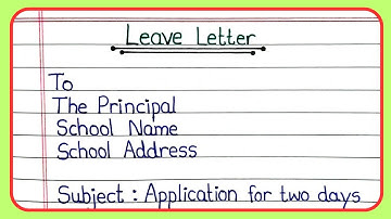 How to Write Leave letter for Two Days | Writing Leave Application | Class 3