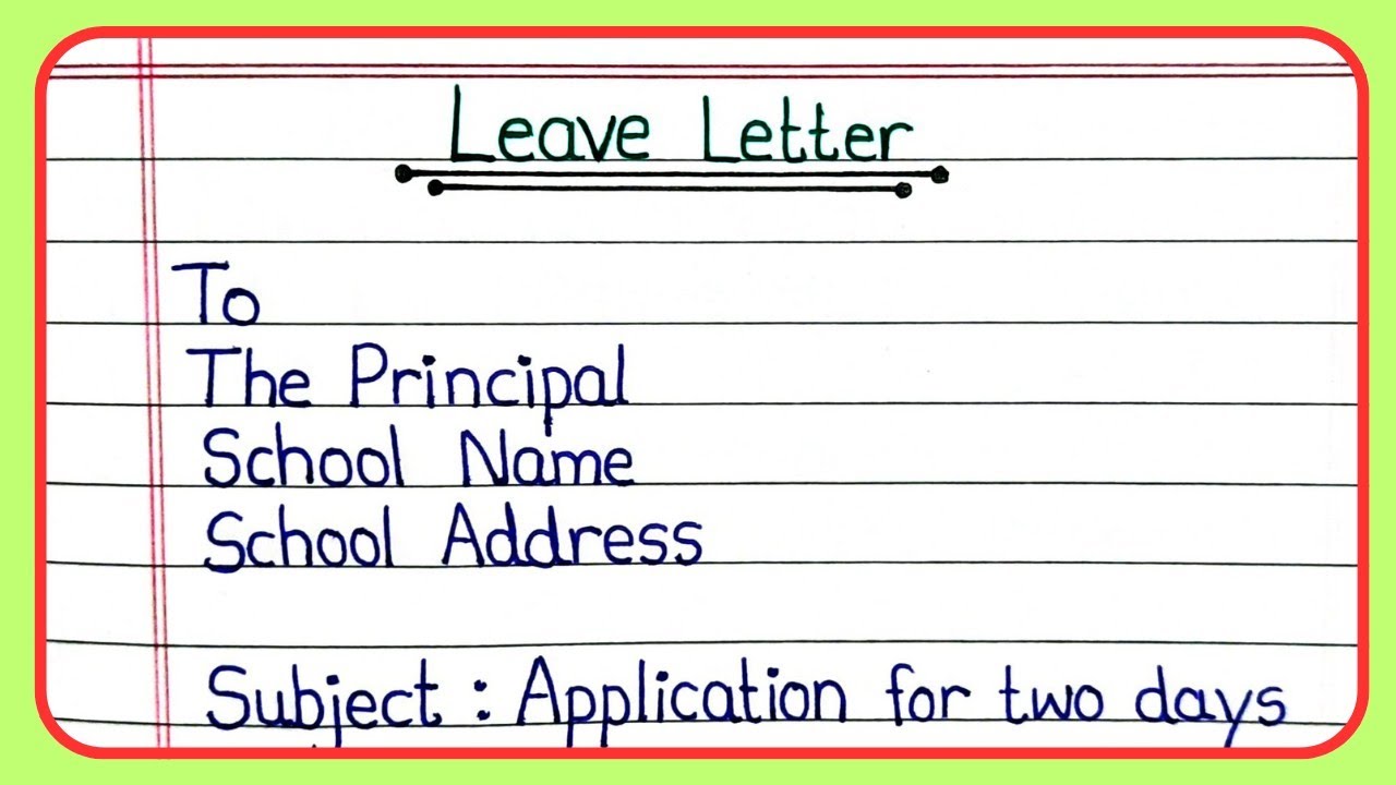 How to Write Leave letter for Two Days | Writing Leave Application | Class 3