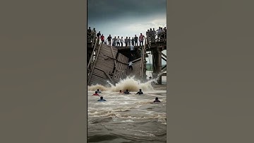 Moment the Bridge Almost Swept Away by Heavy Floods