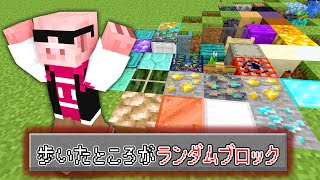 【マイクラ鬼畜】超鬼畜企画？！歩いたところがランダムブロックになる世界でエンドラ討伐！！！