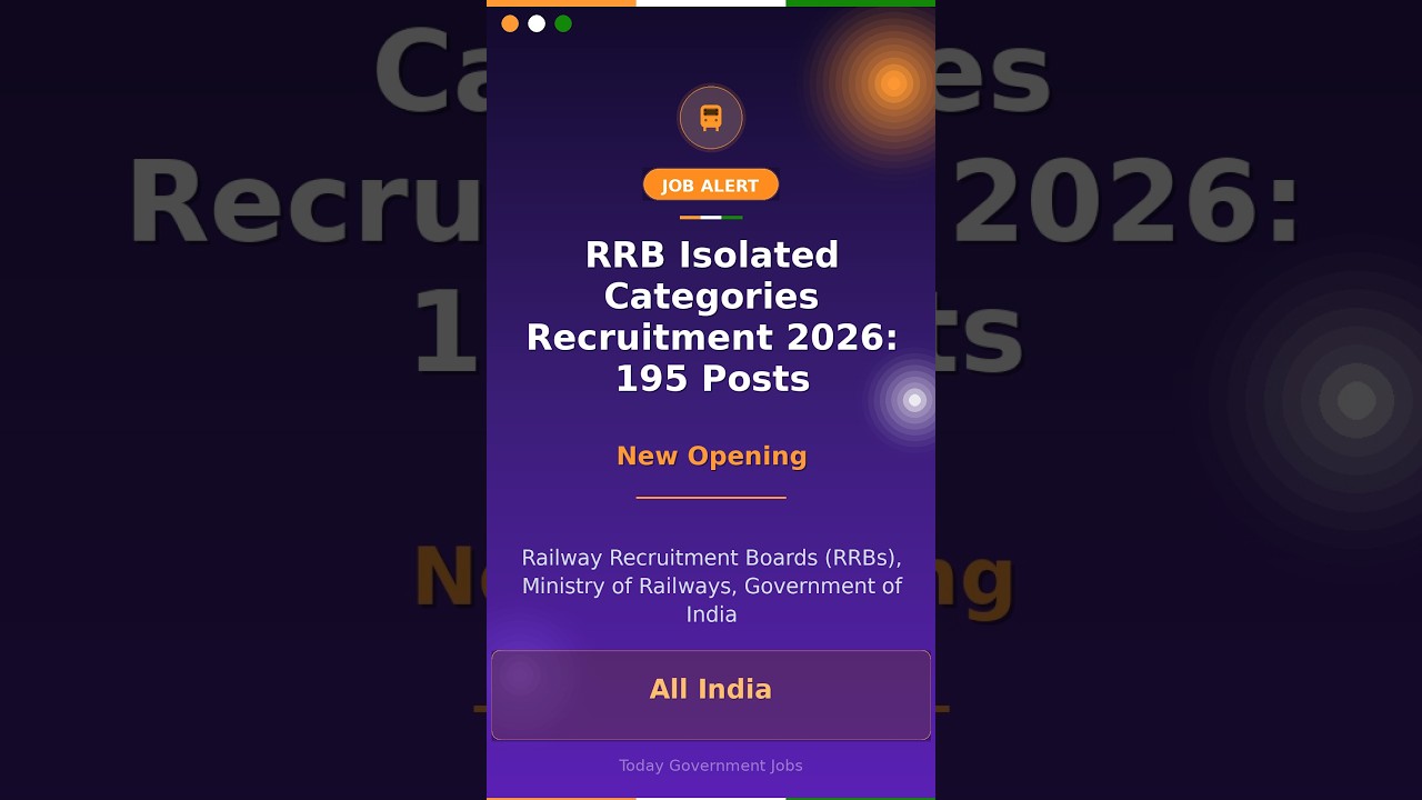 RRB Isolated Categories Recruitment 2026: 195 Posts
