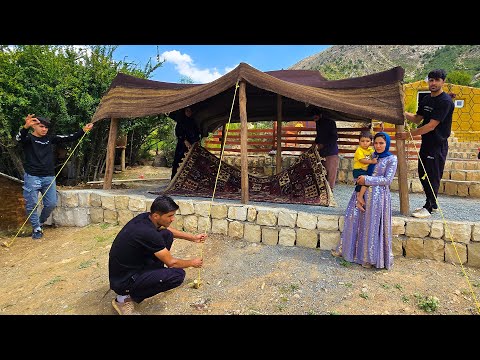 Setting Up a Traditional Nomadic Tent for Summer Shade | Amir and Family's Adventure