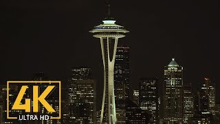 Space Needle at Night and Seattle Night View - 4K Ultra HD Urban Cityscapes Relaxation Video