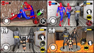 Playing as SpiderMan Family vs BatMan Family in Granny House ( Megamix )