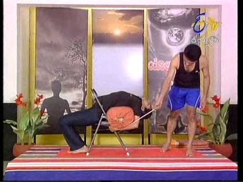 learning strategies 304 Backbone Exercise with lying on the back on chair with bolster