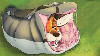 Comic Snake Vore - Python Swallowed Furry Fox