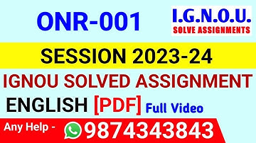 ONR 1 Solved Assignment 2023-24 English, ONR 1 Solved Assignment 23-24, ONR-01 Assignment