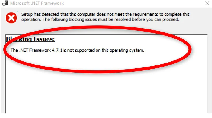 NET Framework 4.7.1 Is Not Supported On This Operating System Error On Windows 10/8/7/8.1