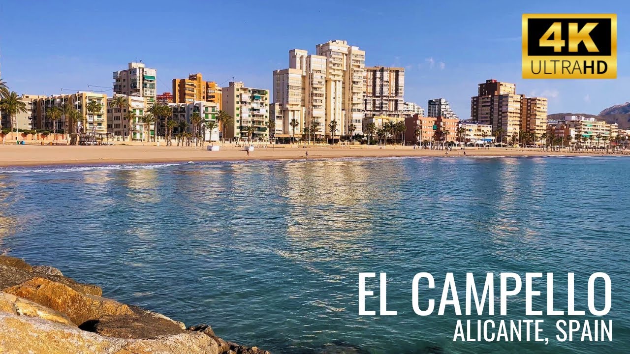 El Campello | AMAZING BEACH in Alicante, Spain | 4K 60FPS Walking tour