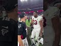 Our guys catching up with Calais Campbell after the win in Arizona #nfl #atlantafalcons