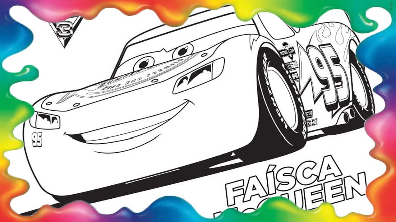 Desenhos para colorir de carros: a corrida entre o mc queen e o chick hicks  