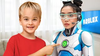 Chris y Mike juegan con la Robot Niñera