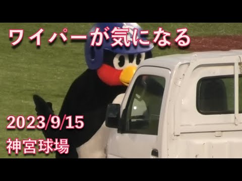 つば九郎、トラックのワイパーが気になる 2023/9/15